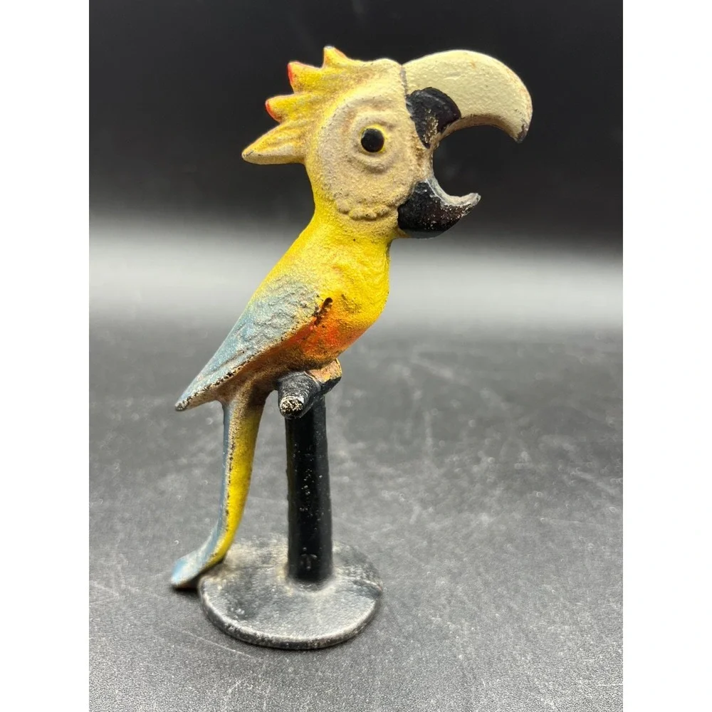 Antique John Wright Cast Iron Parrot Bird Bottle Opener Pristine Original Paint